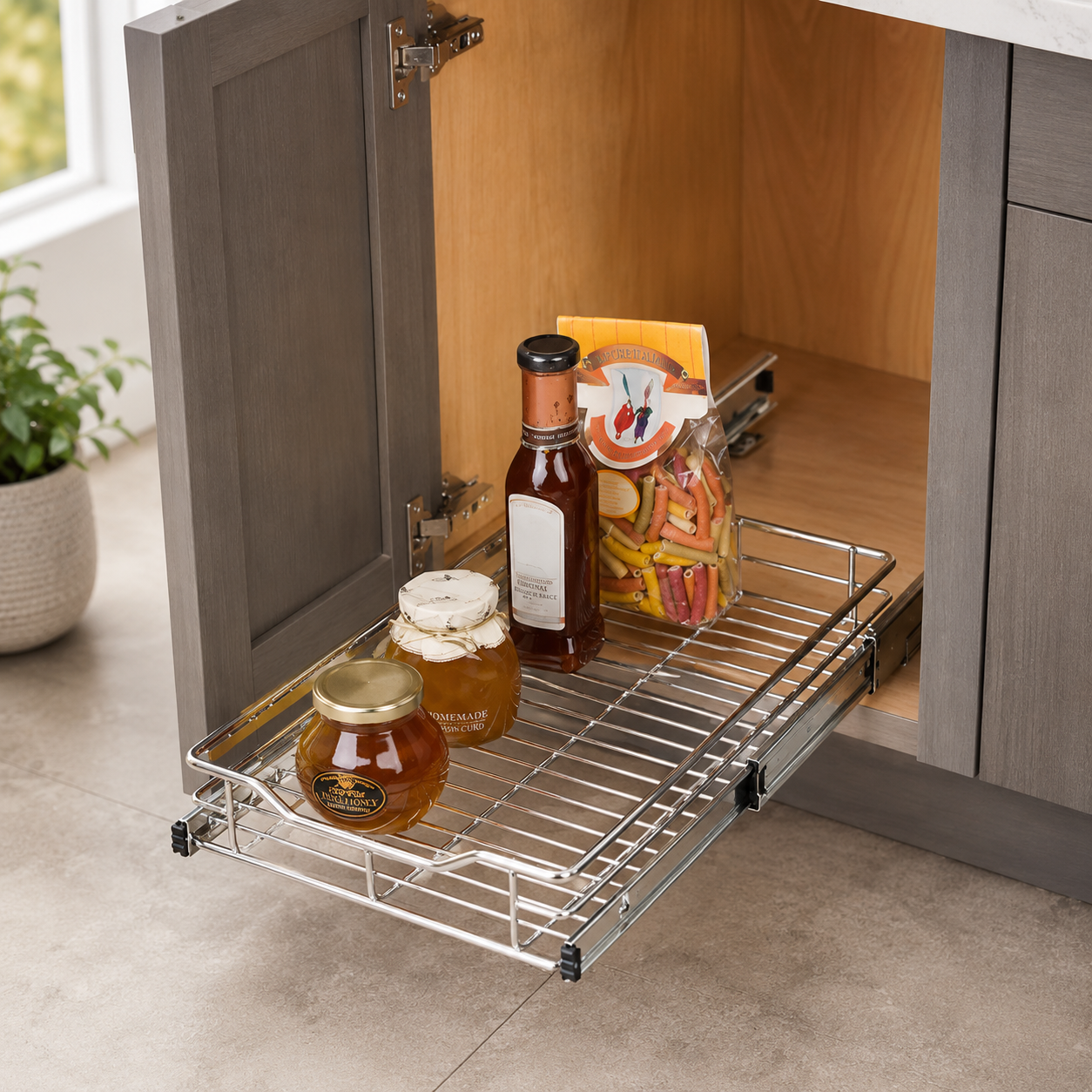 Pull-Out Cabinet Shelf Organizer