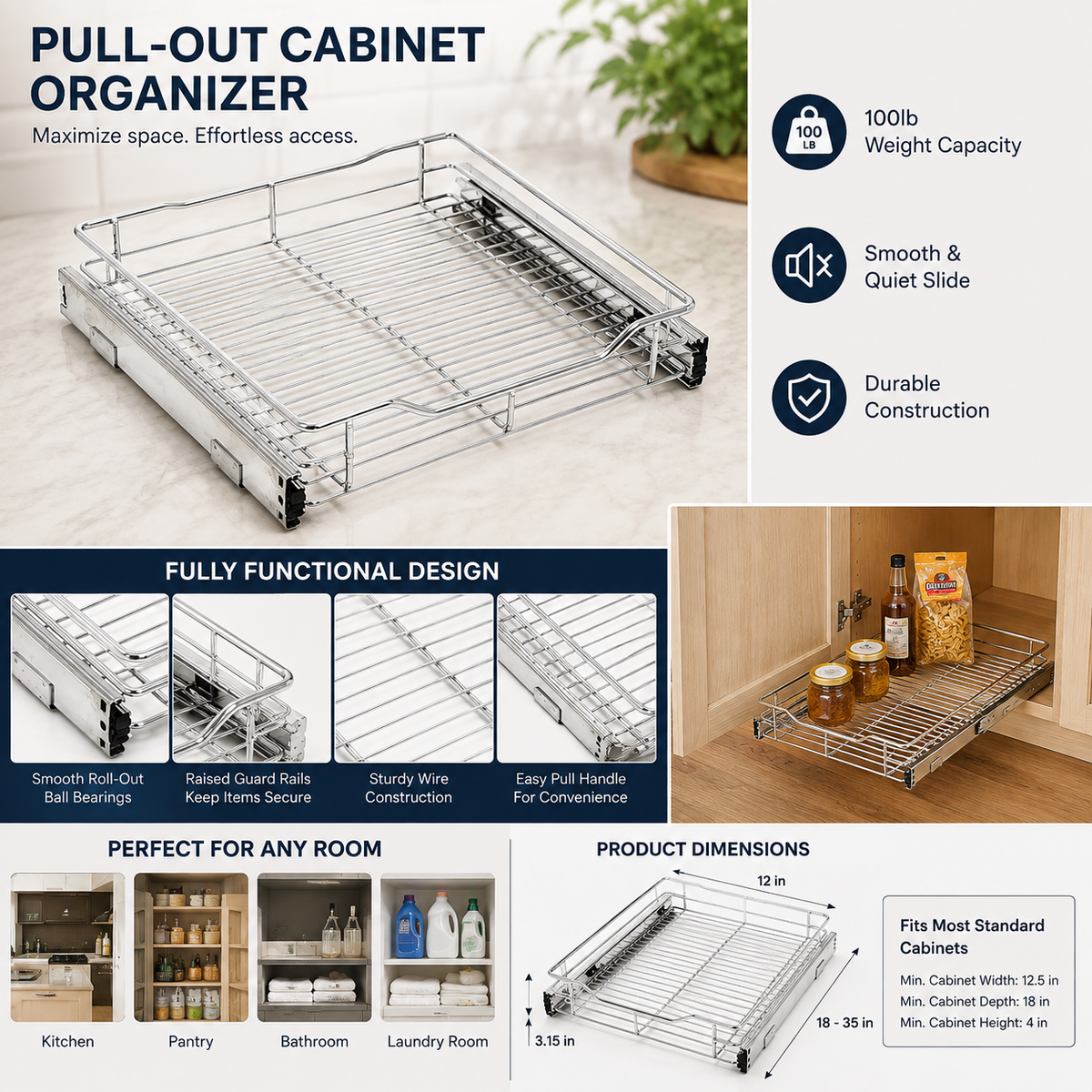 Pull-Out Cabinet Shelf Organizer