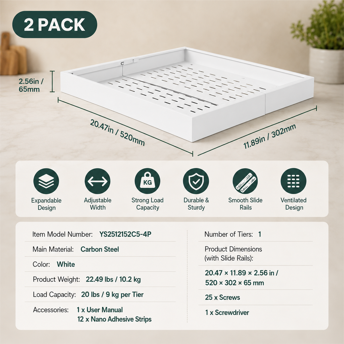 4-Pack Pull-Out Cabinet Organizer
