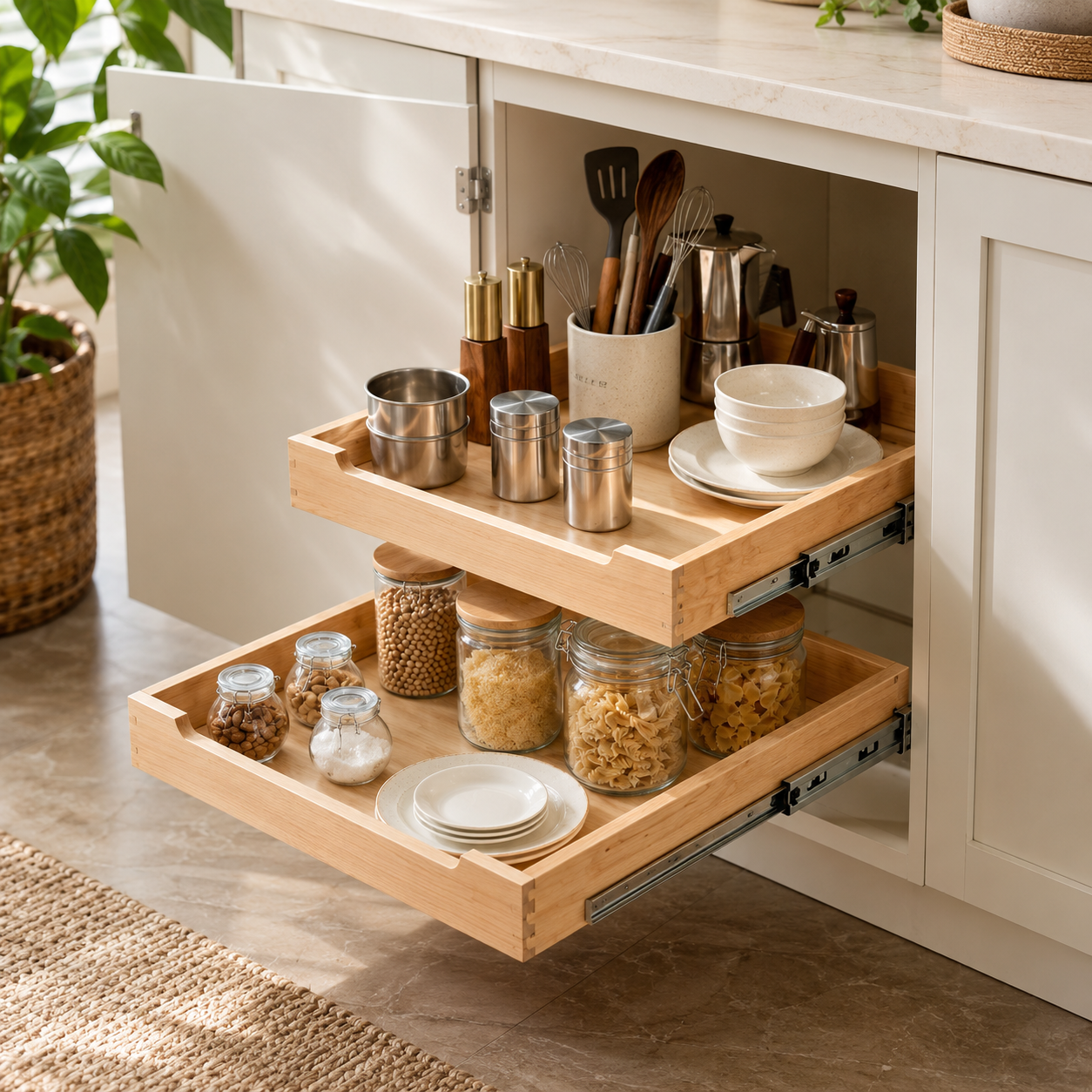 2-Tier Pull-Out Cabinet Organizer