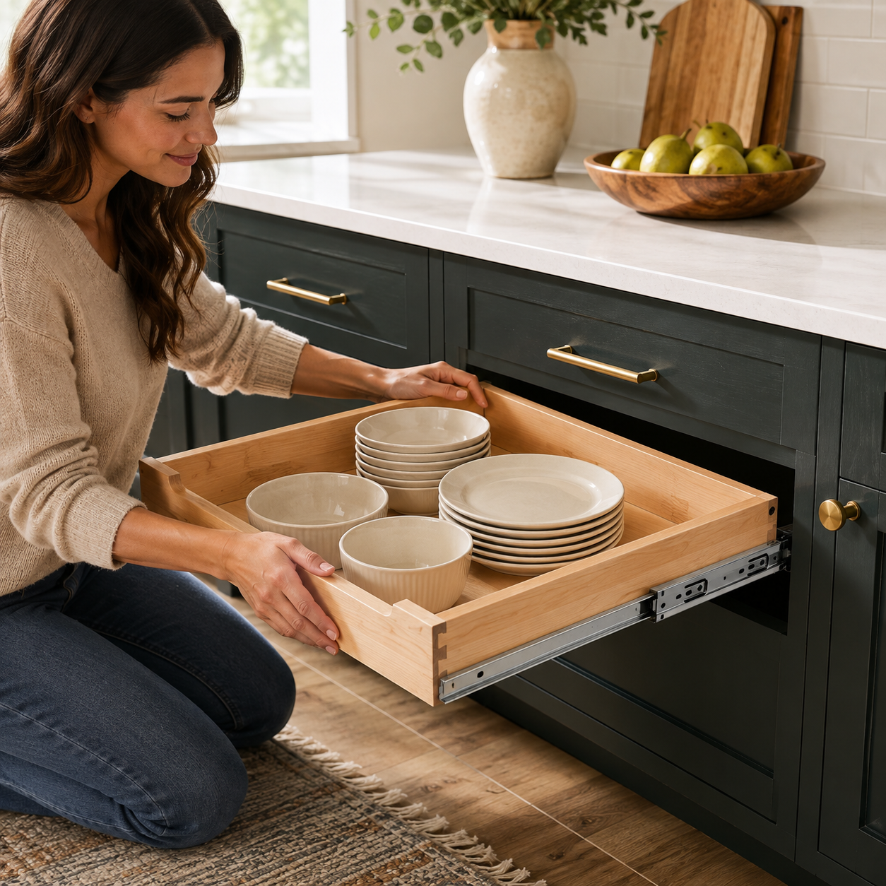 Wood Pull-Out Cabinet Organizer