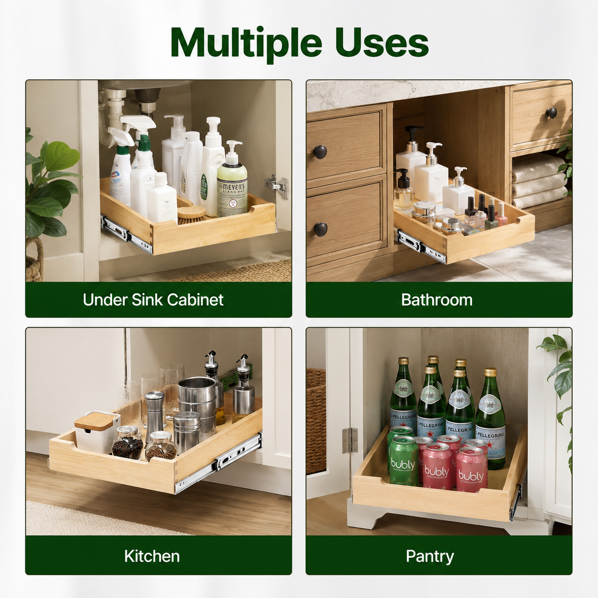 Wood Pull-Out Cabinet Organizer