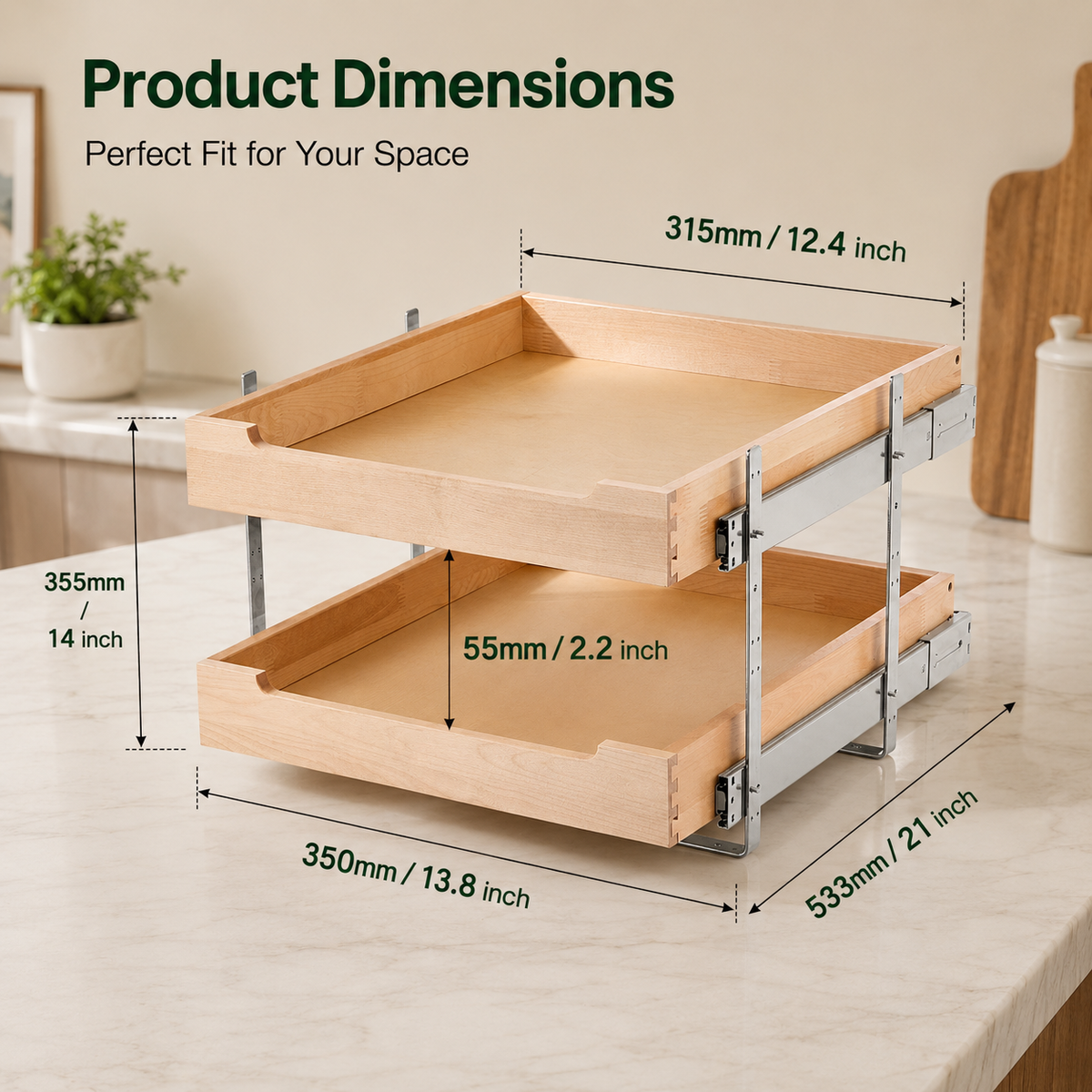 2-Tier Pull-Out Cabinet Organizer
