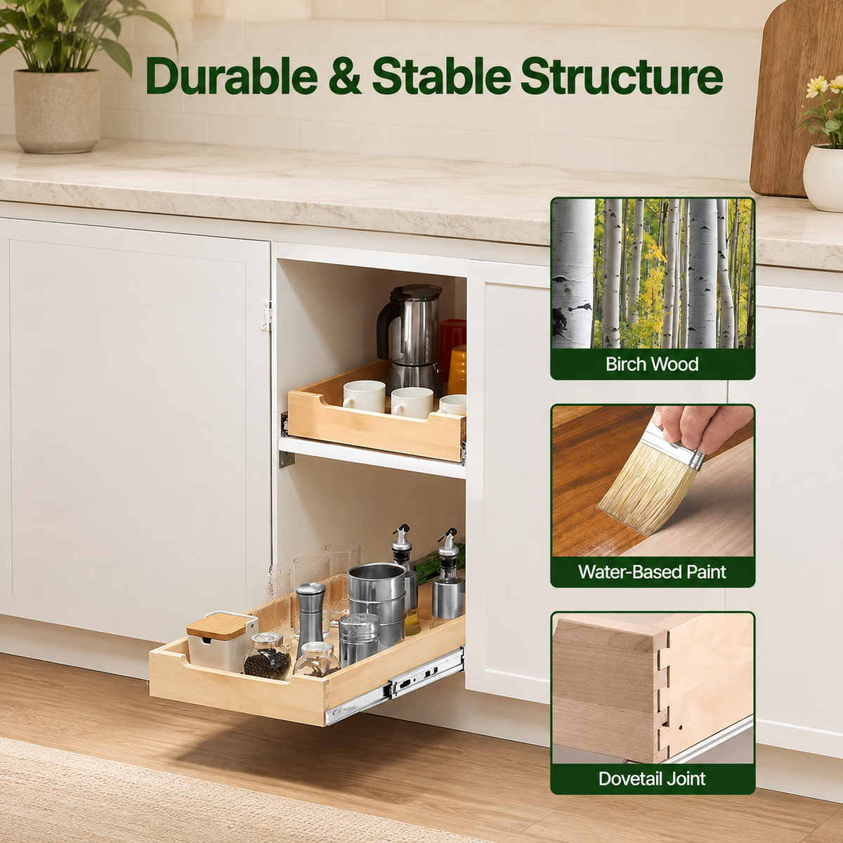 Wood Pull-Out Cabinet Organizer