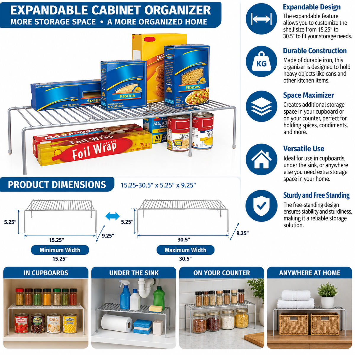 Expandable Cabinet Shelf Organizer